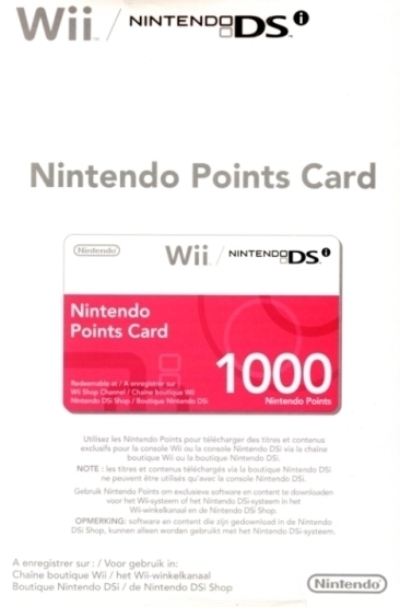 Nintendo Points Card 1000 (hardware), Nintendo