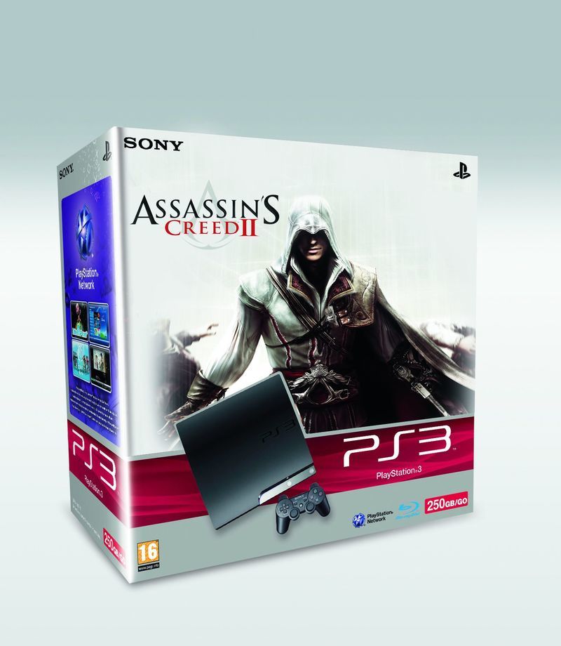 PlayStation 3 Console (250 GB) Slimline + Assassins Creed 2 (PS3), Sony Computer Entertainment