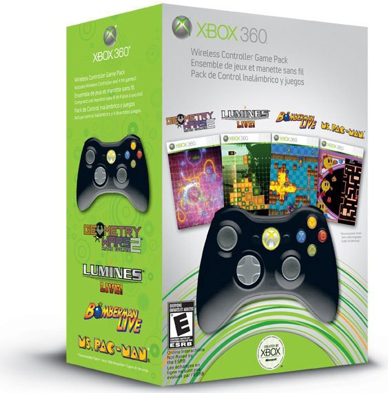 Microsoft Xbox 360 Controller Wireless Zwart - Gamepack (Xbox360), 