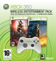 Microsoft Xbox 360 Controller Wireless (zwart) + Fable II + Halo 3 (Xbox360), Microsoft