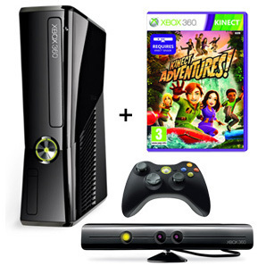 Xbox 360 Console Slim 250 GB + Microsoft Kinect + Kinect Adventures (Xbox360), Microsoft