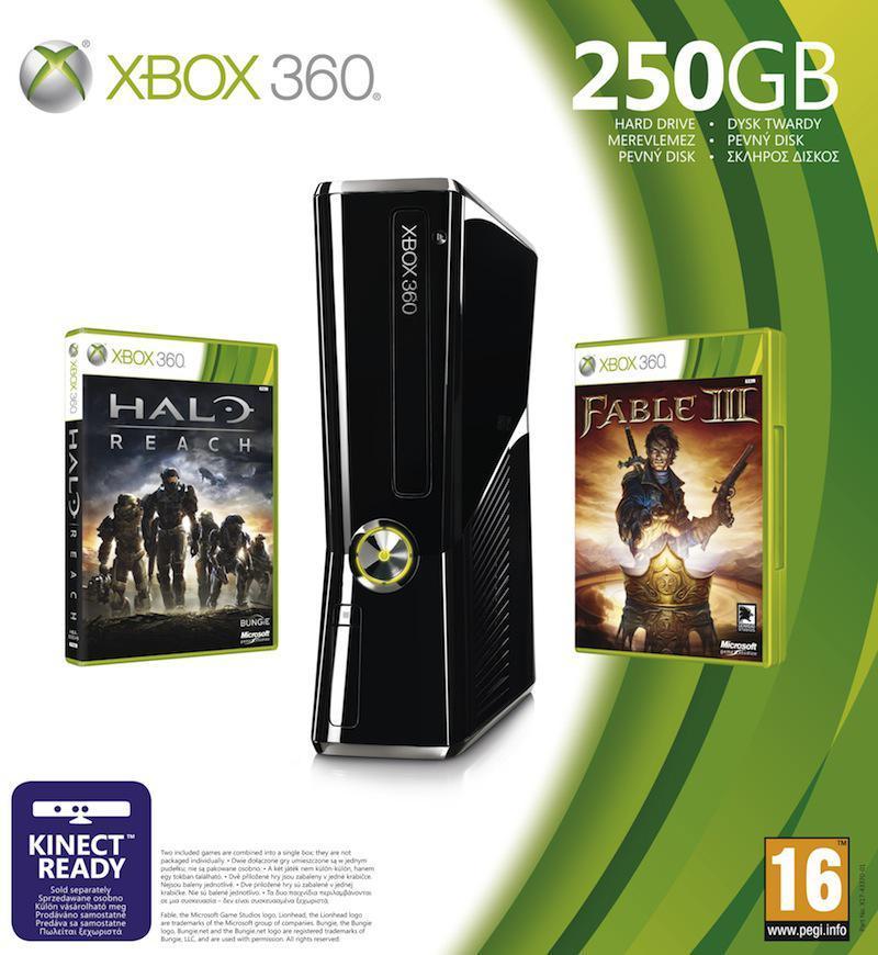 Xbox 360 Console Slim 250 GB + Halo Reach + Fable III (Xbox360), Microsoft