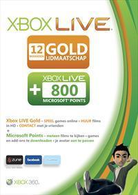 Microsoft Xbox Live Gold 12 Maanden Abonnement + 800 Microsoft Points (Xbox360), Microsoft