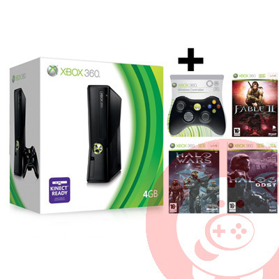 Xbox 360 Console Slim 4 GB + Wireless Entertainment Pack (Xbox360), Microsoft