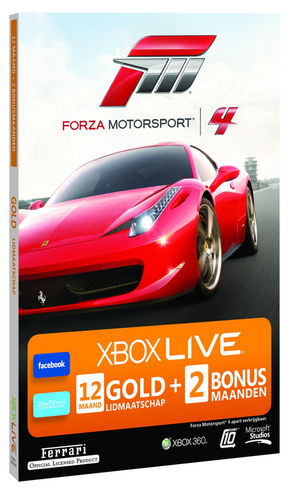 Microsoft Xbox Live Gold 12 + 2 Maanden Abonnement Forza Motorsport 4 Thema (Xbox360), Microsoft