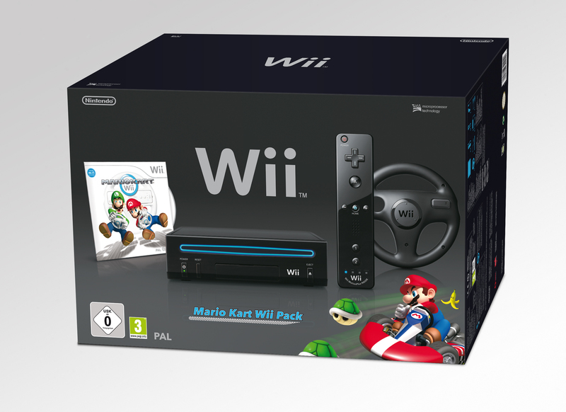 Wii  Console Zwart incl. Mario Kart (Wii), Nintendo