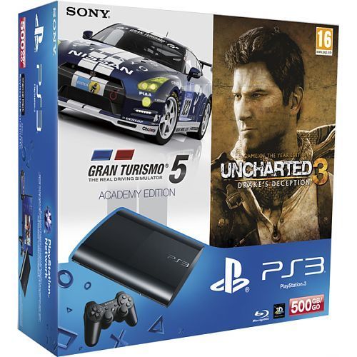 PlayStation 3 Console (500 GB) Super Slim + GT5 Academy Editon + Uncharted 3 GOTY (PS3), Sony Computer Entertainment