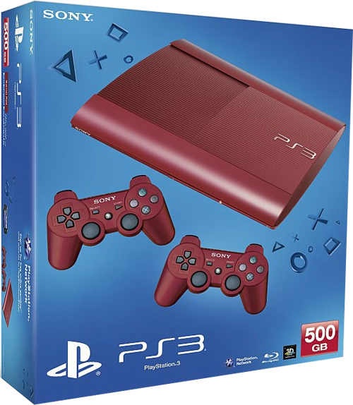 PlayStation 3 Console (500 GB) Super Slim + Extra Controller (rood) (PS3), Sony Computer Entertainment