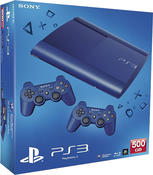 PlayStation 3 Console (500 GB) Super Slim + Extra Controller (blauw) (PS3), Sony Computer Entertainment