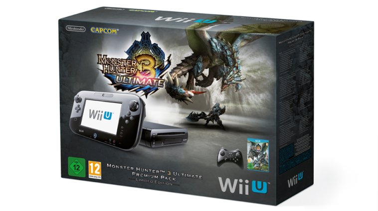 Wii U Console 32GB Premium + Monster Hunter 3 Ultimate + Pro Controller (zwart) (Wiiu), Nintendo