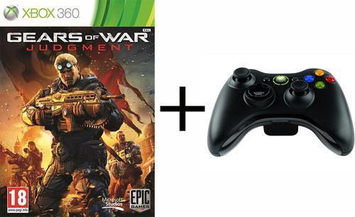 Microsoft Xbox 360 Controller Wireless (zwart) + Gears of War: Judgment (Xbox360), Microsoft