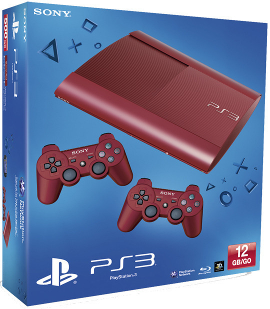 PlayStation 3 Console (12 GB) Super Slim (rood) + extra controller (PS3), Sony Computer Entertainment