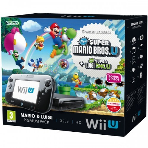 Wii U Console 32GB Premium + New Super Mario Bros. U + New Super Luigi Bros (zwart) (Wiiu), Nintendo