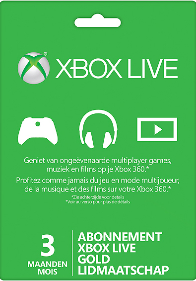 Microsoft Xbox Live Gold 3 Maanden Gift Card (Xbox One), Microsoft