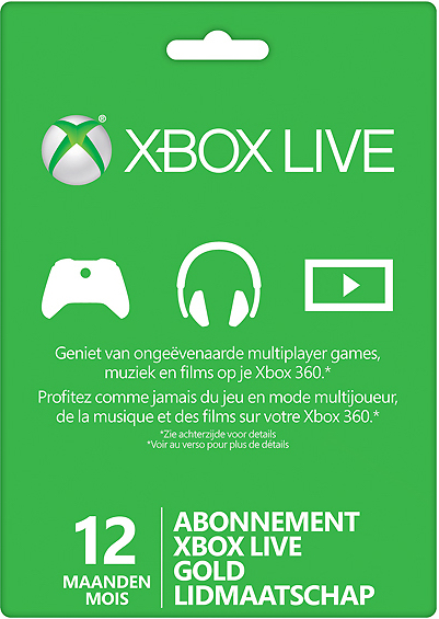 Microsoft Xbox Live Gold 12 Maanden Gift Card (Xbox One), Microsoft