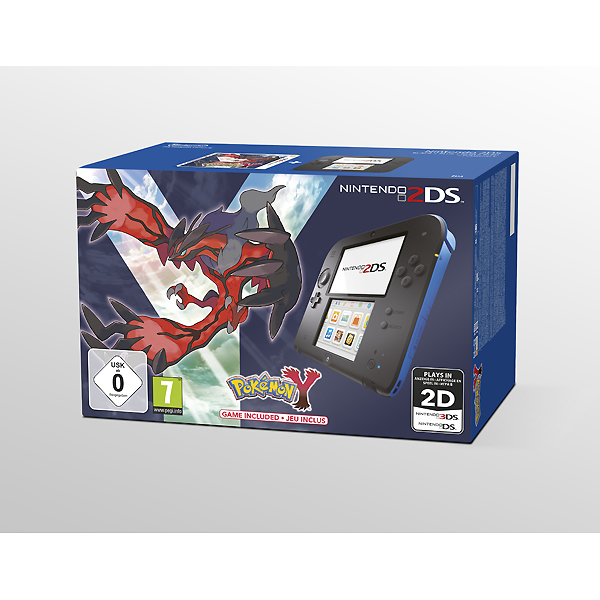 Nintendo 2DS Console Zwart/Blauw + Pokemon: Y (3DS), Nintendo