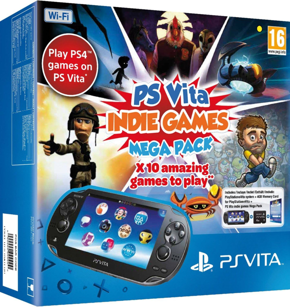 PlayStation Vita Console WiFi + 4 GB Memory Card + Mega Indie Pack Voucher (PSVita), Sony Computer Entertainment