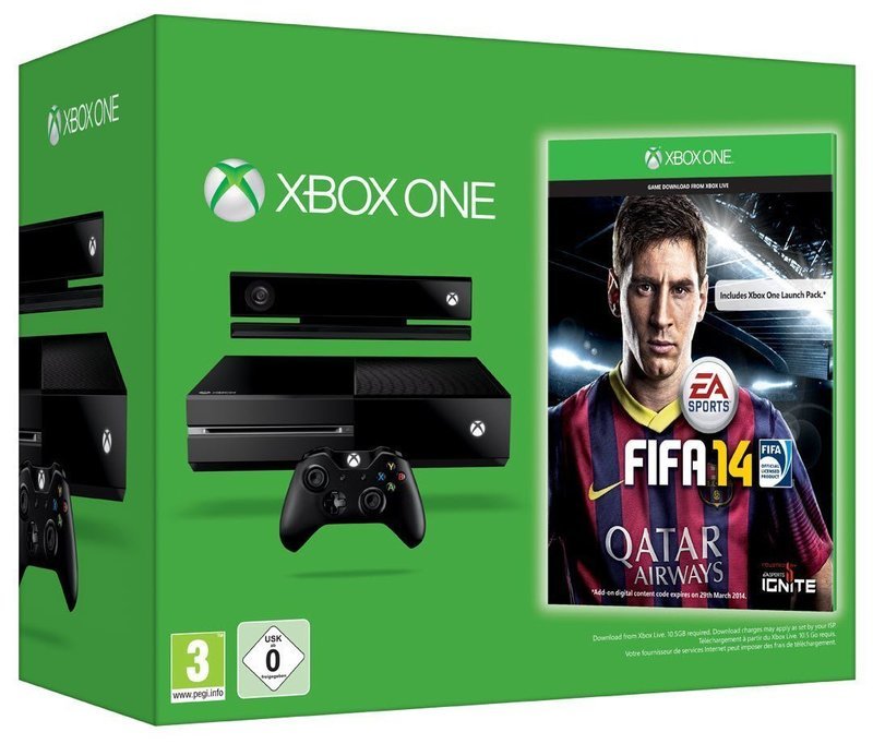 Xbox One Console met Kinect (500 GB) (zwart) + FIFA 14 Voucher (Duitse Import) (Xbox One), Microsoft