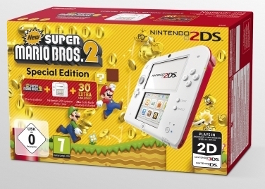 Nintendo 2DS Console Wit/Rood + New Super Mario Bros 2 (3DS), Nintendo