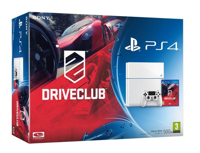 PlayStation 4 (500 GB) (glacier white) + Driveclub (PS4), Sony Computer Entertainment