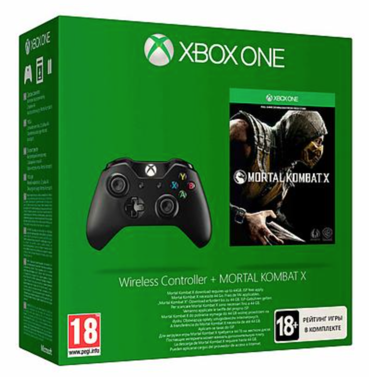 Xbox One Wireless Controller (zwart) + Mortal Kombat X (Xbox One), Microsoft
