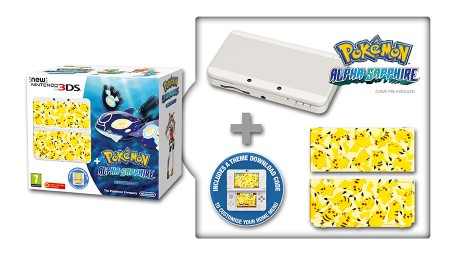 New Nintendo 3DS (Wit) + Pokemon: Alpha Sapphire + Pokemon Cover Plate (3DS), Nintendo