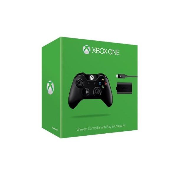 Xbox One Wireless Controller (zwart) + Play & Charge Kit (zwart)(2015 model) (Xbox One), Microsoft