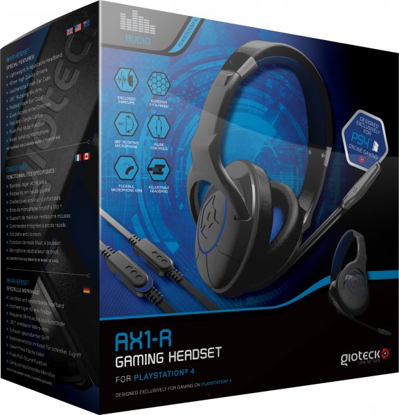 Gioteck AX1-A Stereo Gaming Headset Zwart/Blauw (PS4), Gioteck