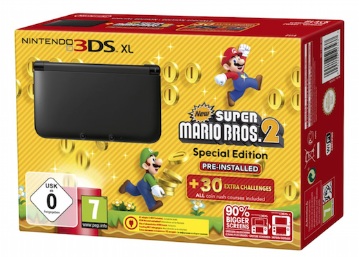 Nintendo 3DS XL Console  Zwart  + New Super Mario Bros 2