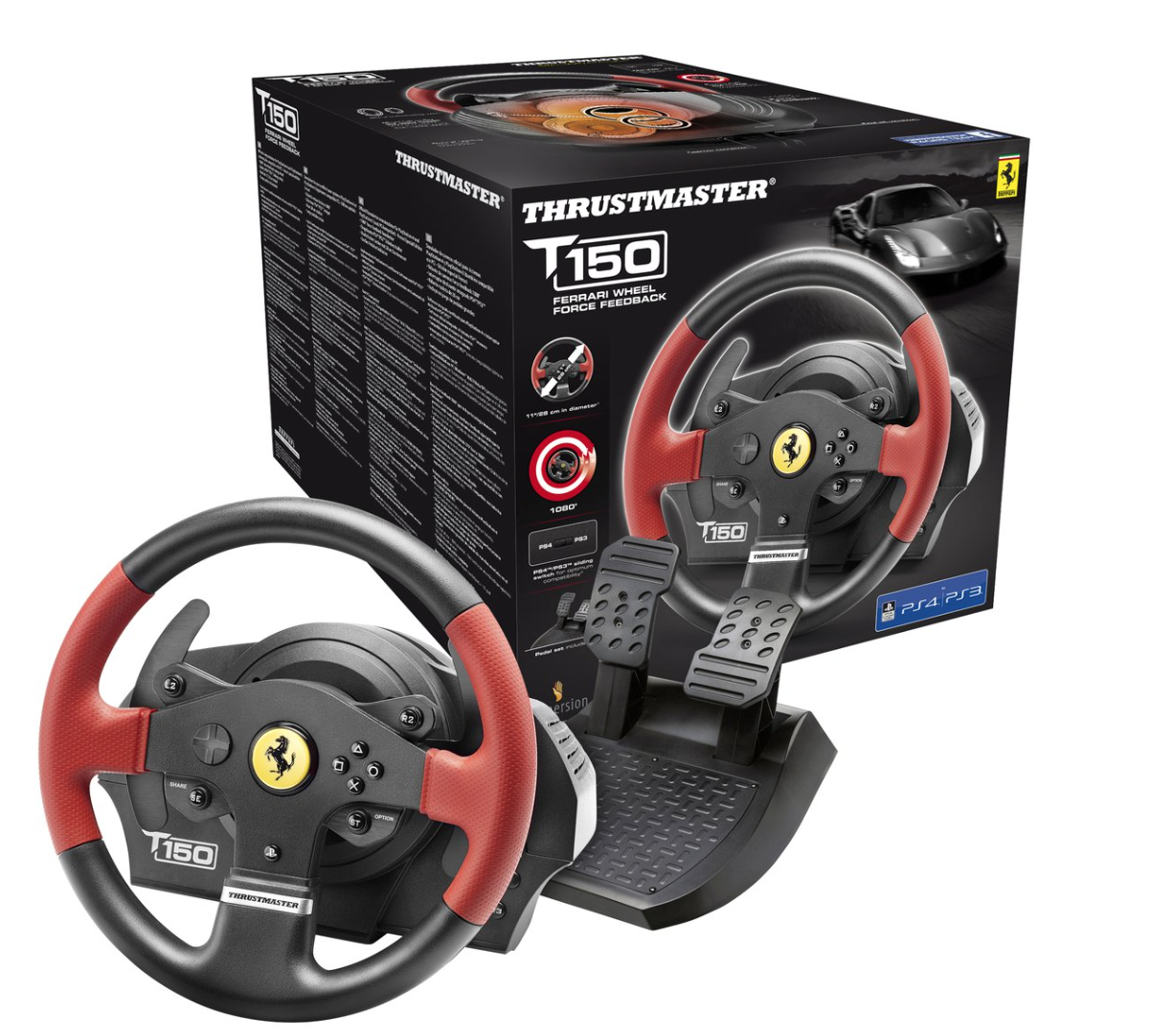 Thrustmaster T150 Force Feedback Racestuur - Ferrari Edition - PS3 + PS4 + PC (PS4), Thrustmaster