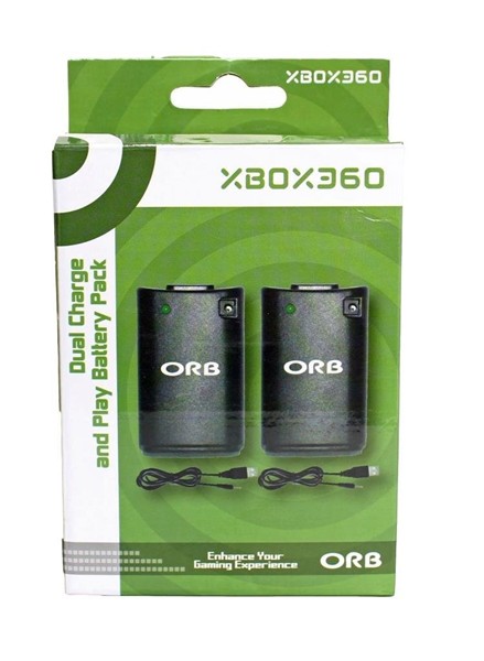 ORB Dubbele Play & Charge Kit (zwart) (Xbox360), ORB
