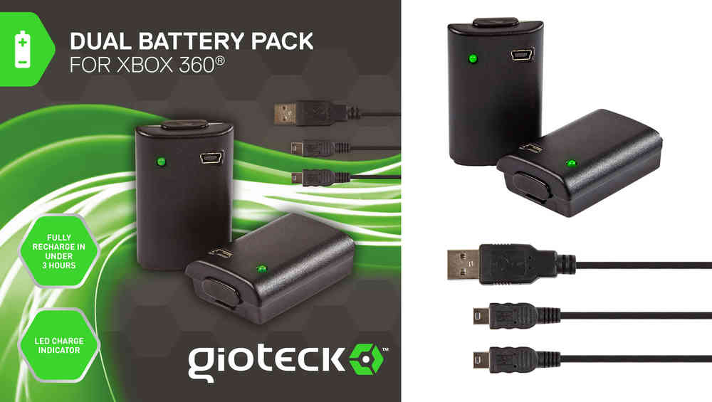Gioteck Xbox 360 Dual Battery Pack (Xbox360), Gioteck