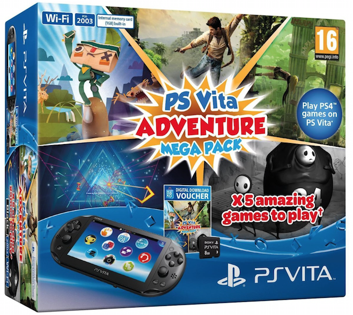 PlayStation Vita 2000 (WiFi) incl. 8GB en Adventure Mega Pack Voucher (PSVita), Sony Entertainment