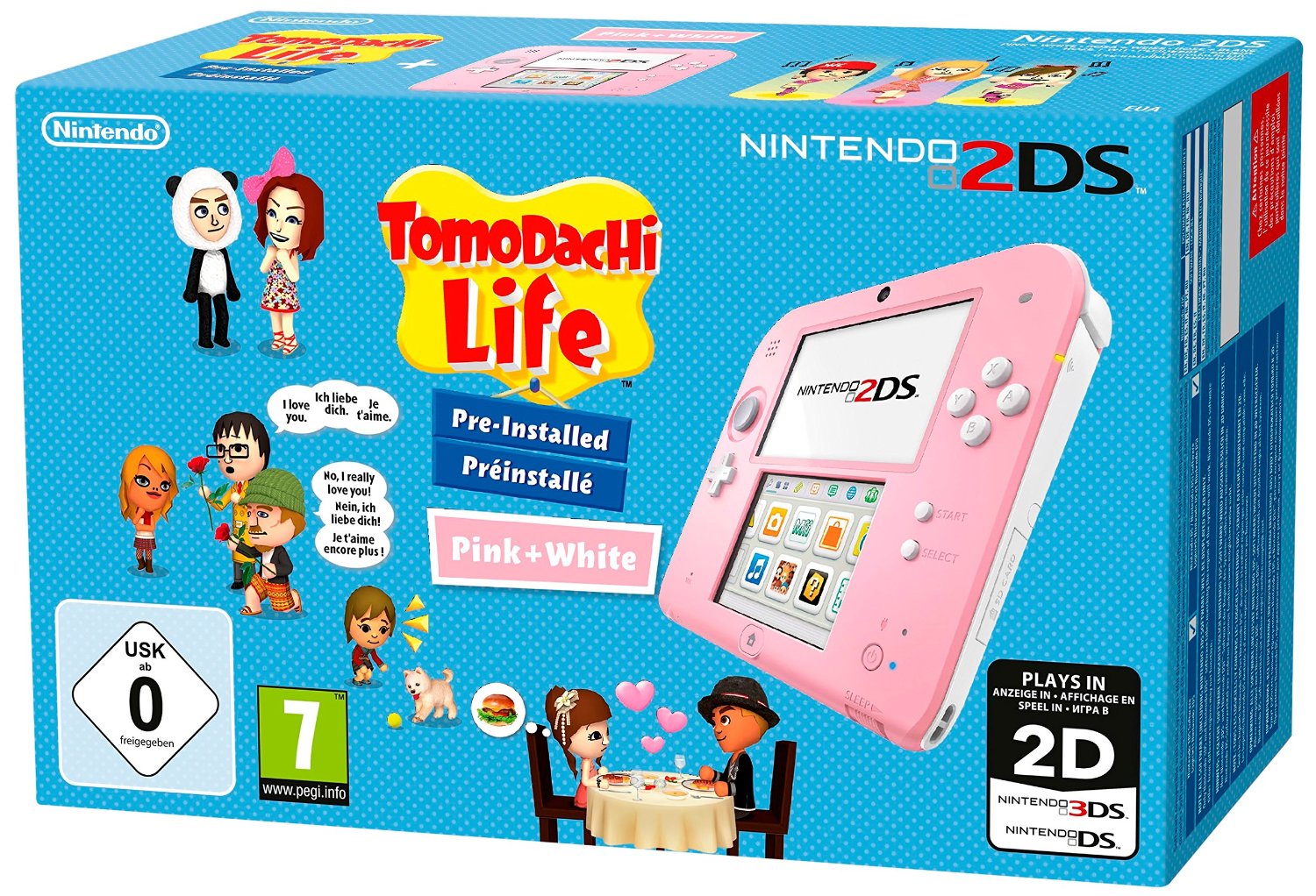 Nintendo 2DS Console Roze/Wit + Tomodachi Life (3DS), Nintendo