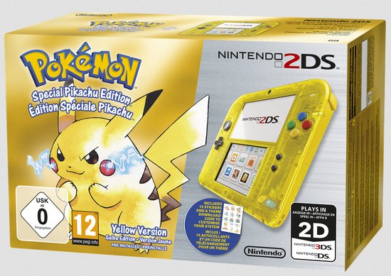 Nintendo 2DS Console Transparant Geel + Pokemon: Yellow Version (VC) (3DS), Nintendo, Game Freak