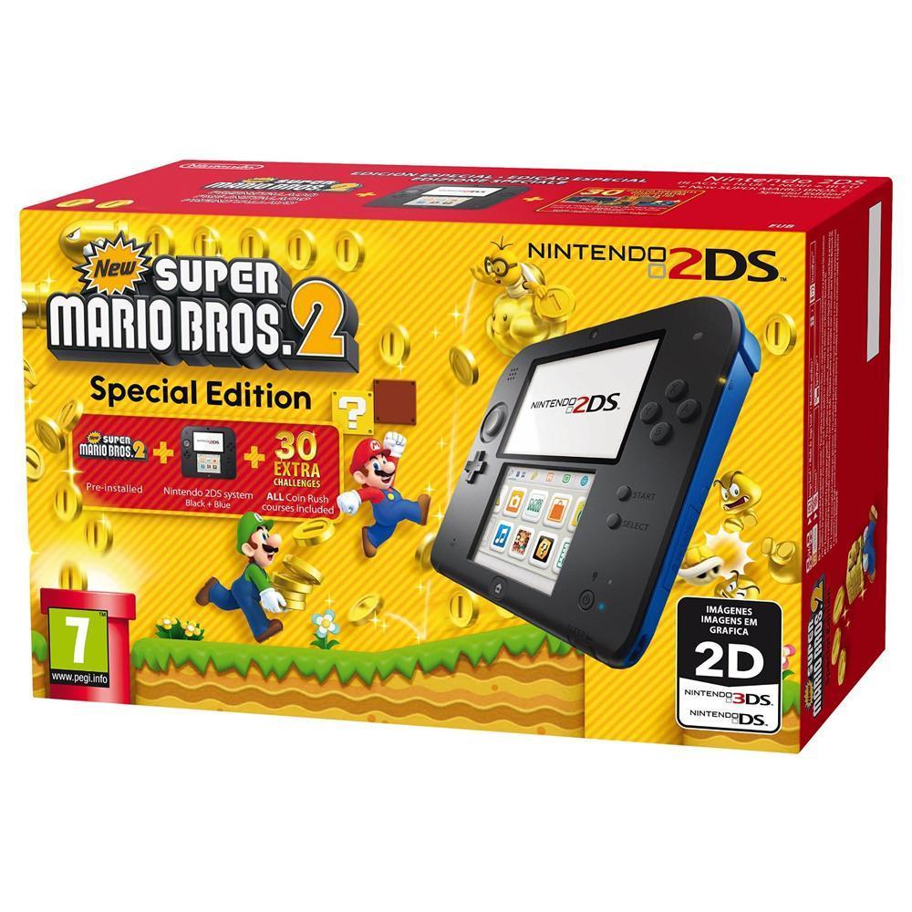 Nintendo 2DS Console Zwart/Blauw + New Super Mario Bros 2 (3DS), Nintendo