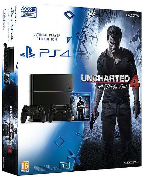 PlayStation 4 (1 TB) + 2 Controllers + Uncharted 4: A Thief's End