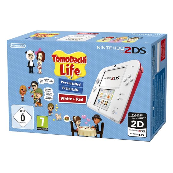 Nintendo 2DS Console Rood/Wit + Tomodachi Life (3DS), Nintendo