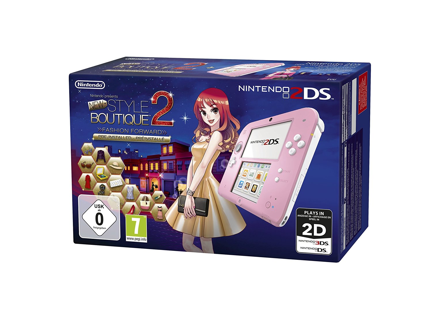 Nintendo 2DS Console Roze/Wit + New Style Boutique 2: Fashion Forward (3DS), Nintendo