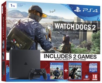 PlayStation 4 Slim (1 TB) + Watch Dogs 1 en 2 (PS4), Sony Computer Entertainment