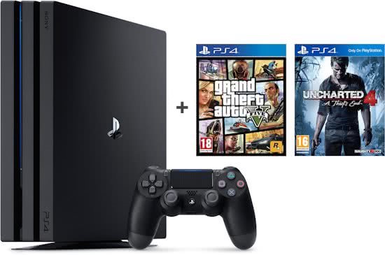 PlayStation 4 Pro (1 TB) + Grand Theft Auto V + Uncharted 4 (PS4), Sony Computer Entertainment