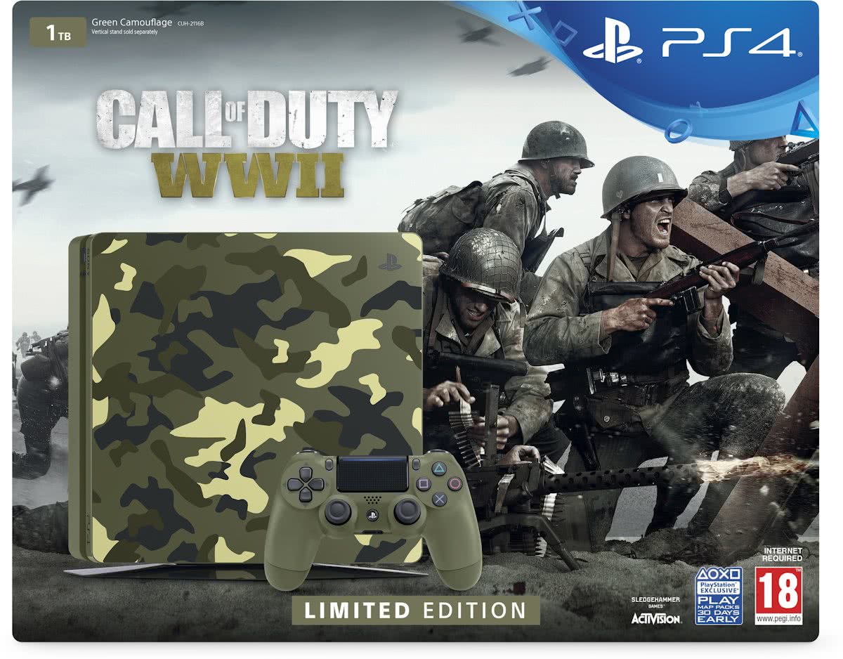 PlayStation 4 Slim (1 TB) Limited Edition Camo + Call of Duty: WWII (PS4), Sony Computer Entertainment