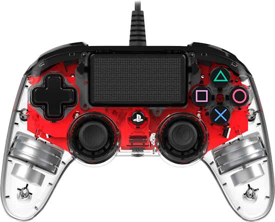 Nacon Wired Compact PS4 Controller (Rood Transparant) (PS4), Nacon