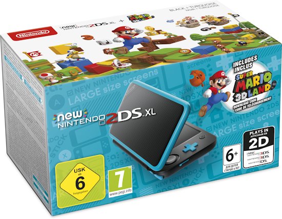 New Nintendo 2DS XL Console Zwart/Turquoise + Super Mario 3D Land (3DS), Nintendo