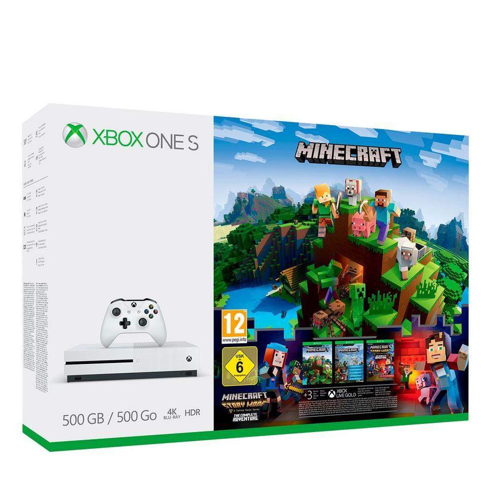 Xbox One S Console Wit (500 GB) + Minecraft Complete Adventure (Xbox One), Microsoft