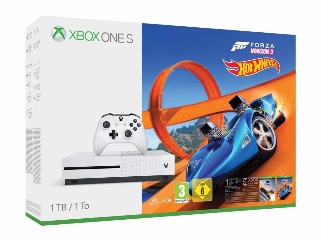 Xbox One S Console (1 TB) + Forza Horizon 3 + Hot Wheels (Xbox One), Microsoft