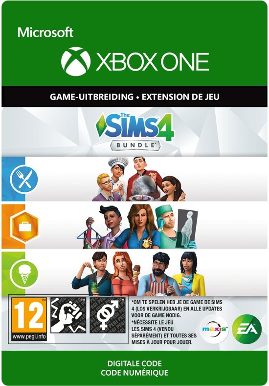 De Sims 4 Bundle - DLC - Get To Work, Dine Out, Cool Kitchen Stuff (Download) (Xbox One), Maxis, The Sims Studio 