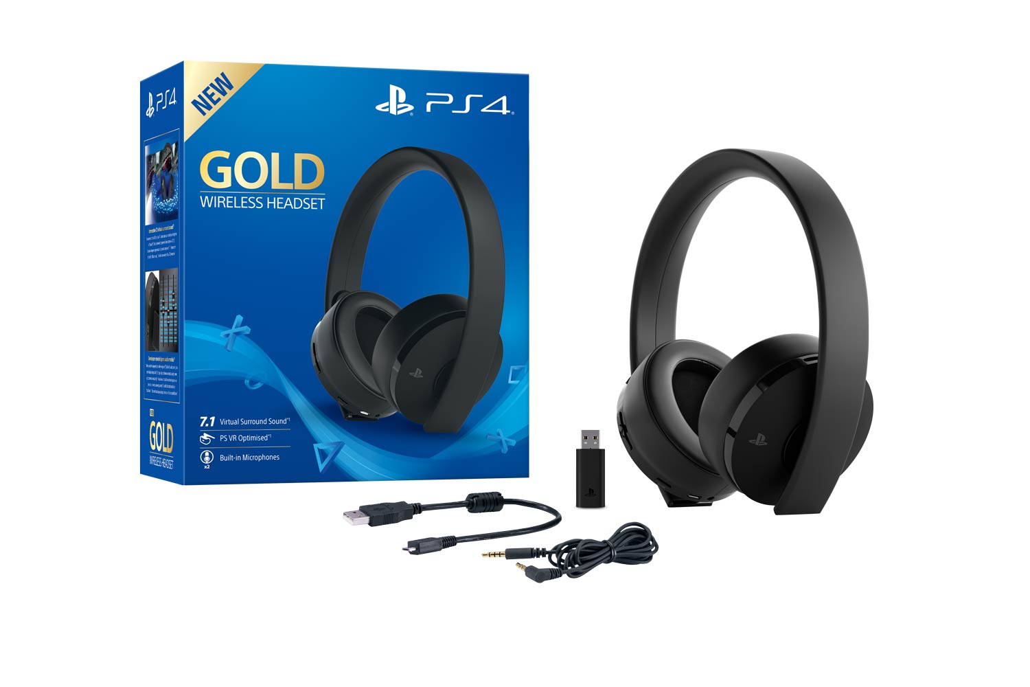 Sony Wireless 7.1 Headset (Zwart) - Gold Edition (PS4), Sony