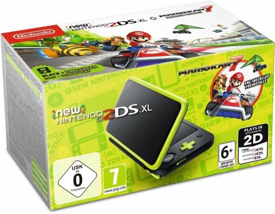 New Nintendo 2DS XL Console Limoengroen/ Zwart + Mario Kart 7 (3DS), Nintendo