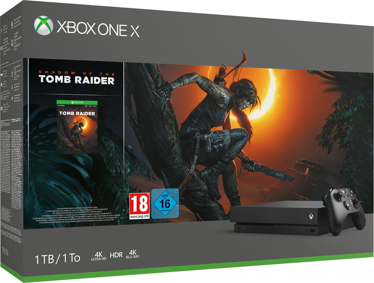 Xbox One X Console (1 TB) + Shadow of the Tomb Raider (Xbox One), Microsoft